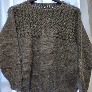 HAND KNIT, HAND MADE, KNIT SWEATER WITH CABLE KNIT YOKE, VERY SOFT, NO LABELS,
